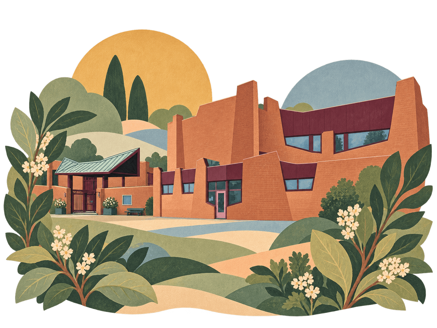 Illustrated campus study of International School of Amsterdam