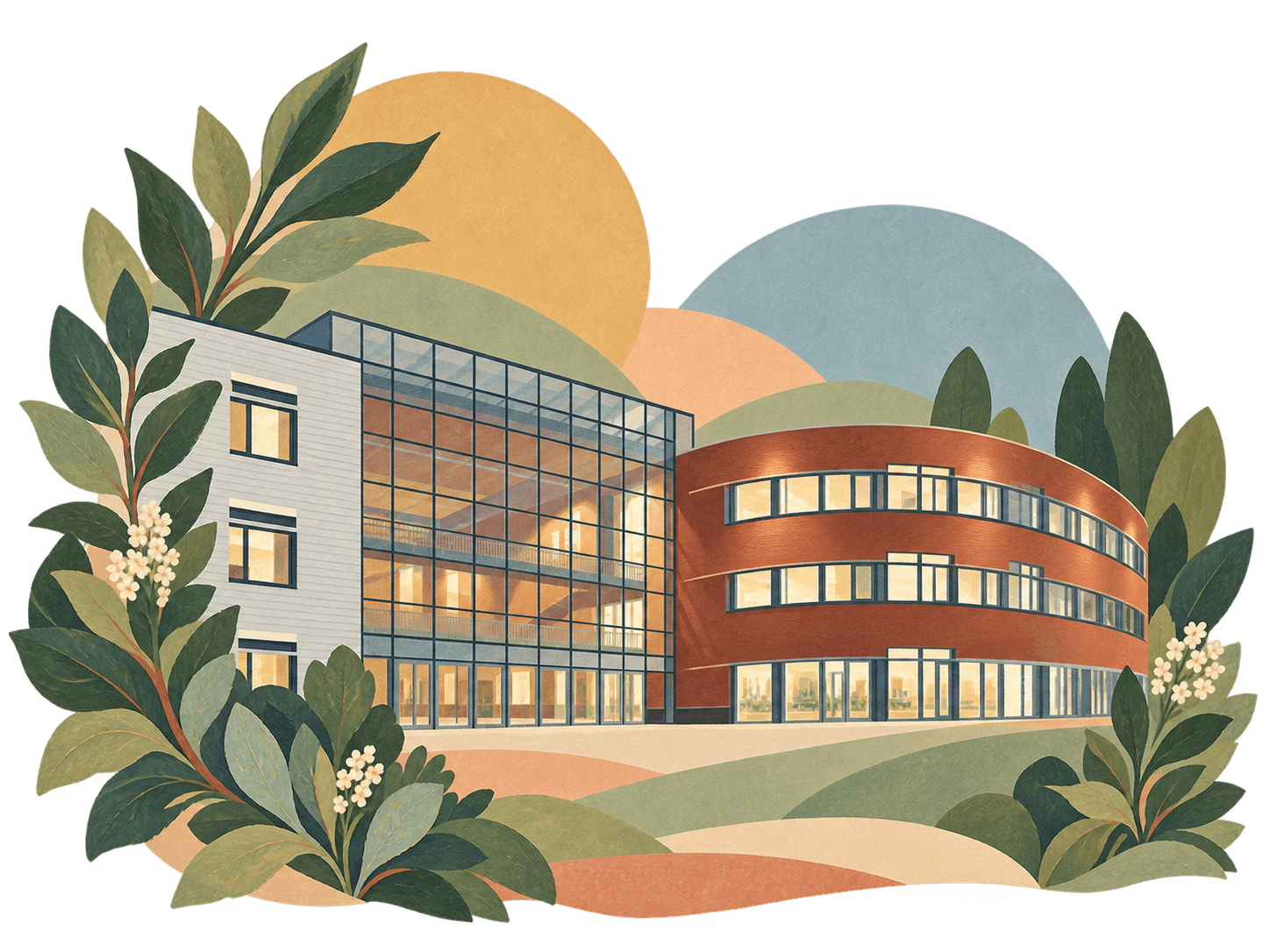 Illustrated campus study of British School in the Netherlands