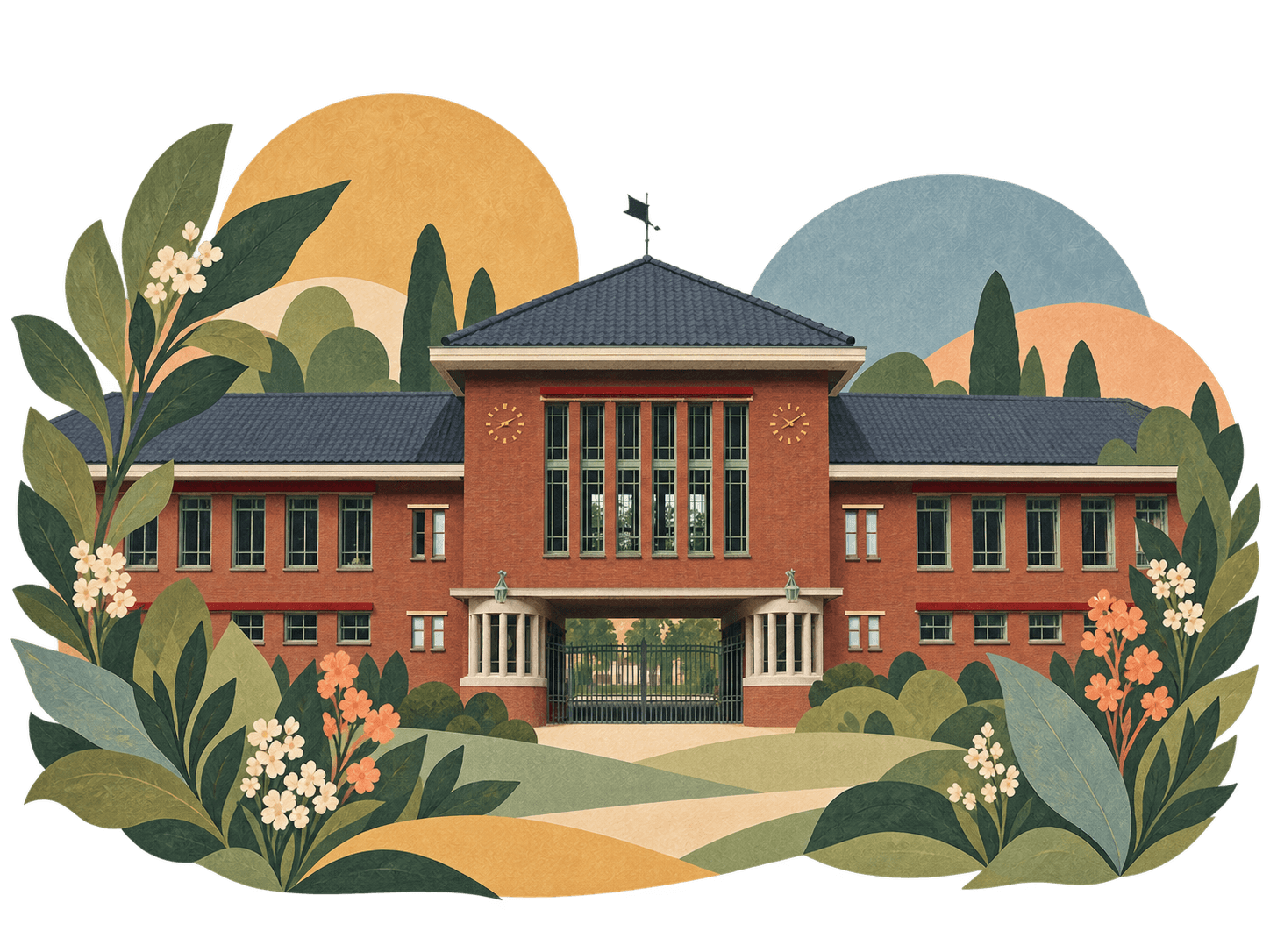 Illustrated campus study of International School Eindhoven